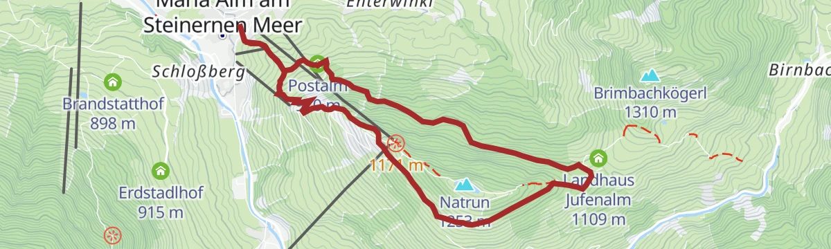 Route map: Alm- und Hüttenwanderung Rundweg Natrun - Jufen